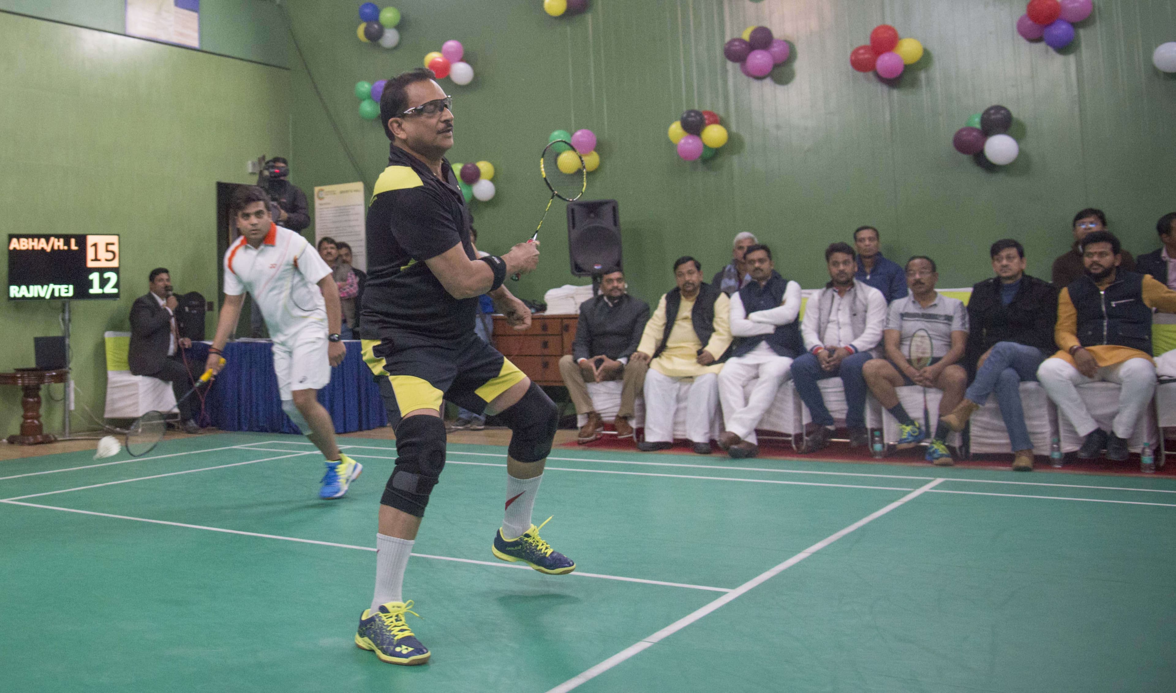 rajeev pratap playing badminton 