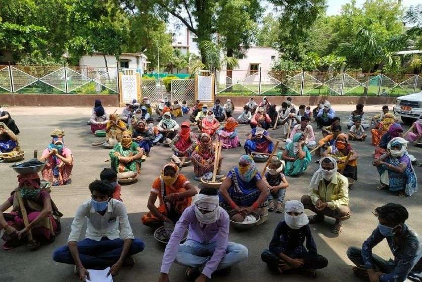 MNREGA workers protest