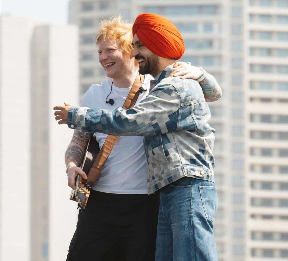 Diljit Dosanjh shares BTS photo with Hollywood singer Ed Sheeran