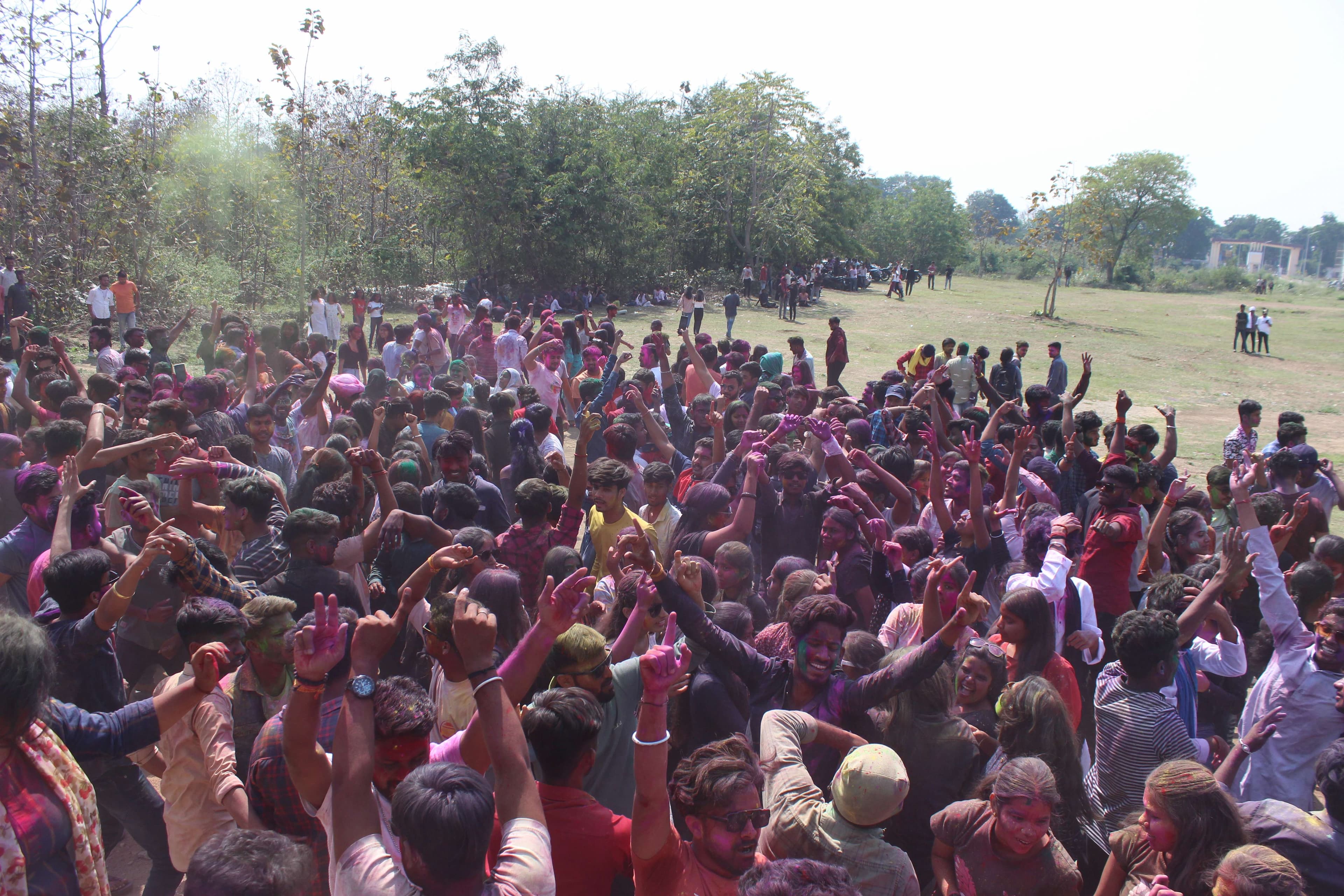 Students played Holi