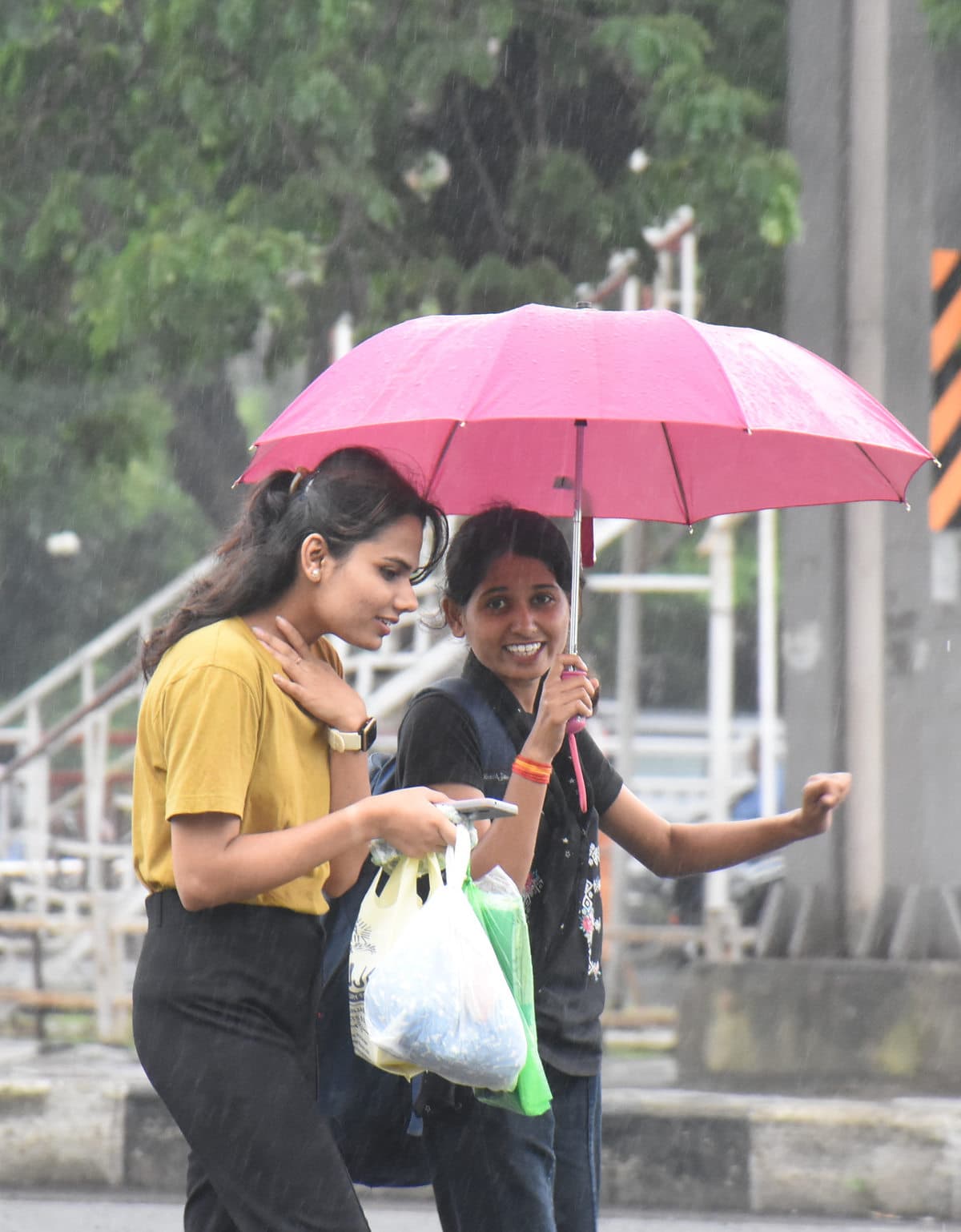 Girls in rain