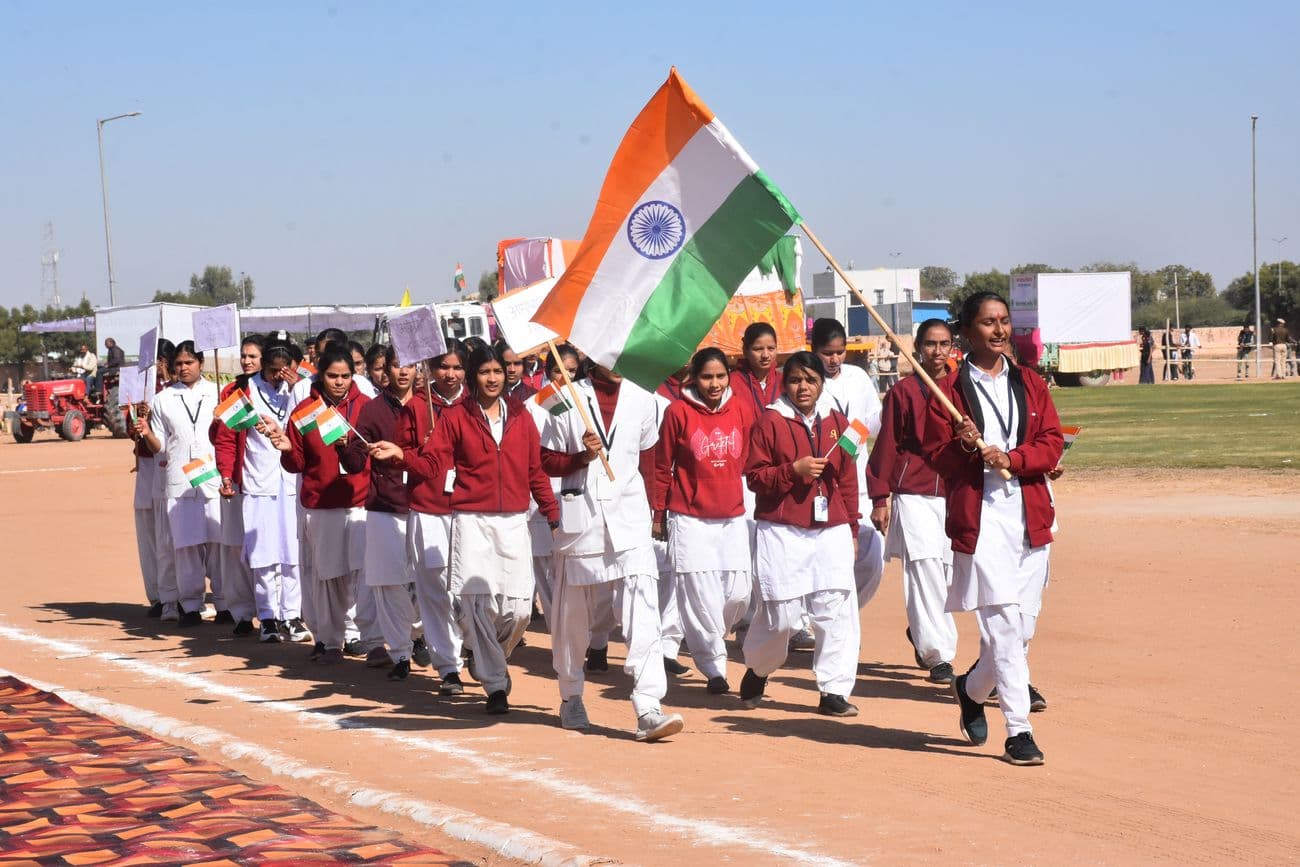 Tricolor of Republic hoisted with pride, salute of march past