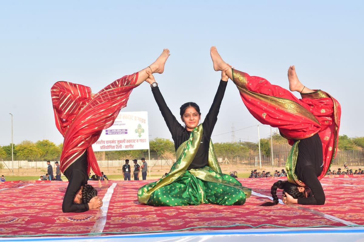 District level Diamond Jubilee Mini Jamboree of Scout Guide in the stadium